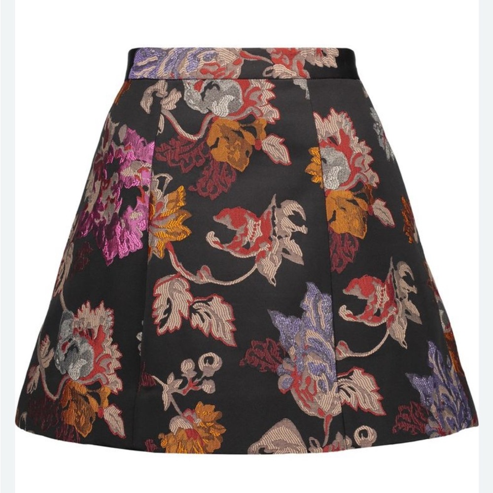 Alice + Olivia Loran Metallic Brocade A-Line Skirt